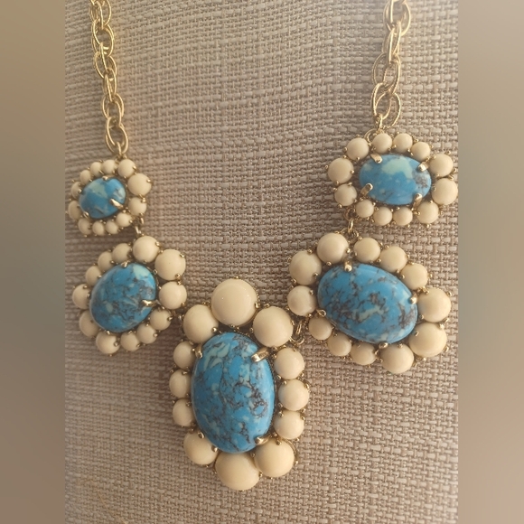 Vintage Ann Taylor Turquoise Cabochon Statement Necklace 💙✨️ - Picture 4 of 7